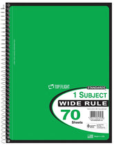 Top Flight WB70PF Series 4510816 Wide Rule Notebook, Micro-Perforated Sheet, 70-Sheet, Wirebound Binding